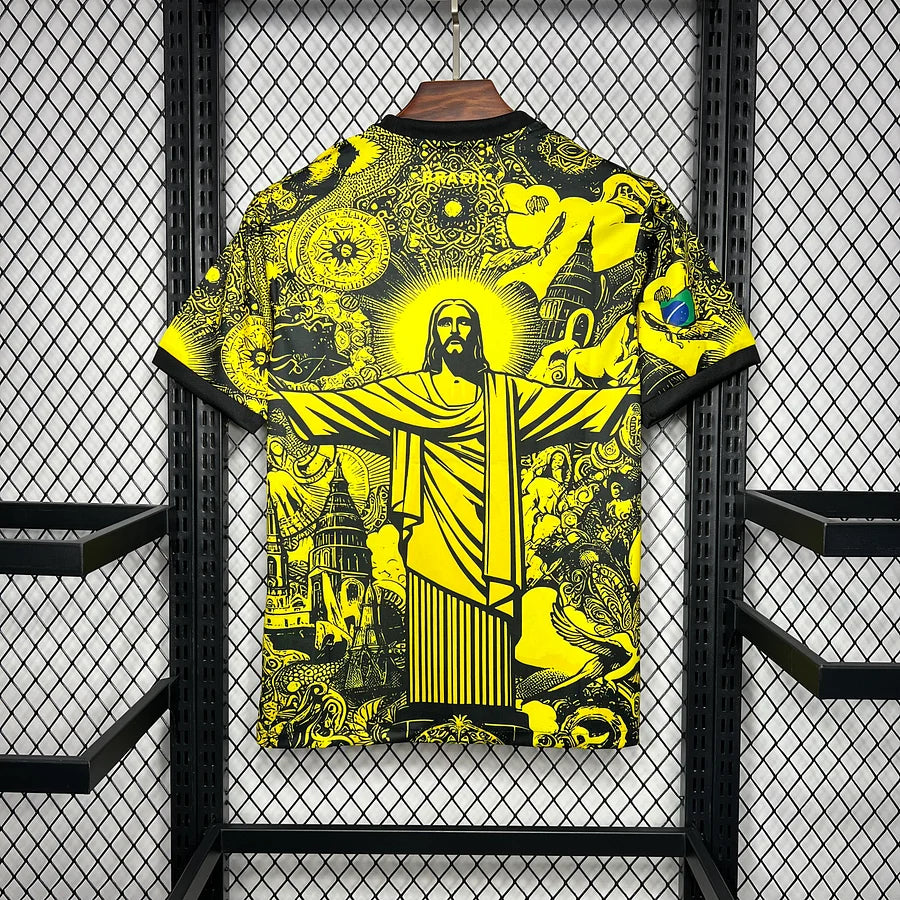 Brasilien gult koncept fotbollsställ design för supporter