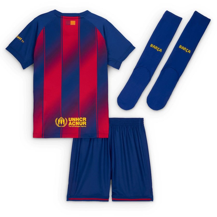 ensemble-enfant-fc-barcelona-domicile-saison-deux-mille-vingt-cinq-deux-mille-vingt-six-maillot-et-short Barnställ FC Barcelona hemma säsong tvåtusentjugofem tvåtusentjugosex tröja och shorts