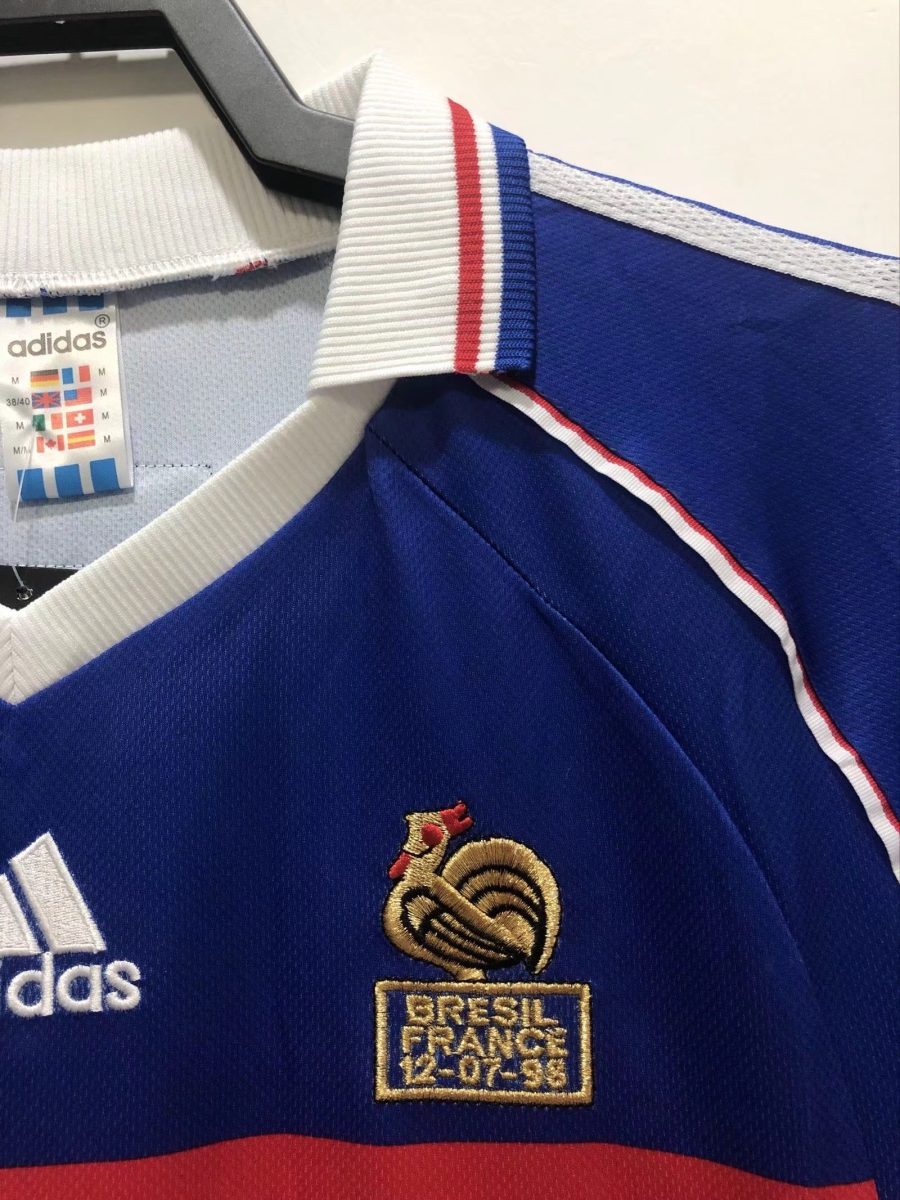 Retro-tröja Frankrike 1998 hemmatröja vintage fotbollsstil