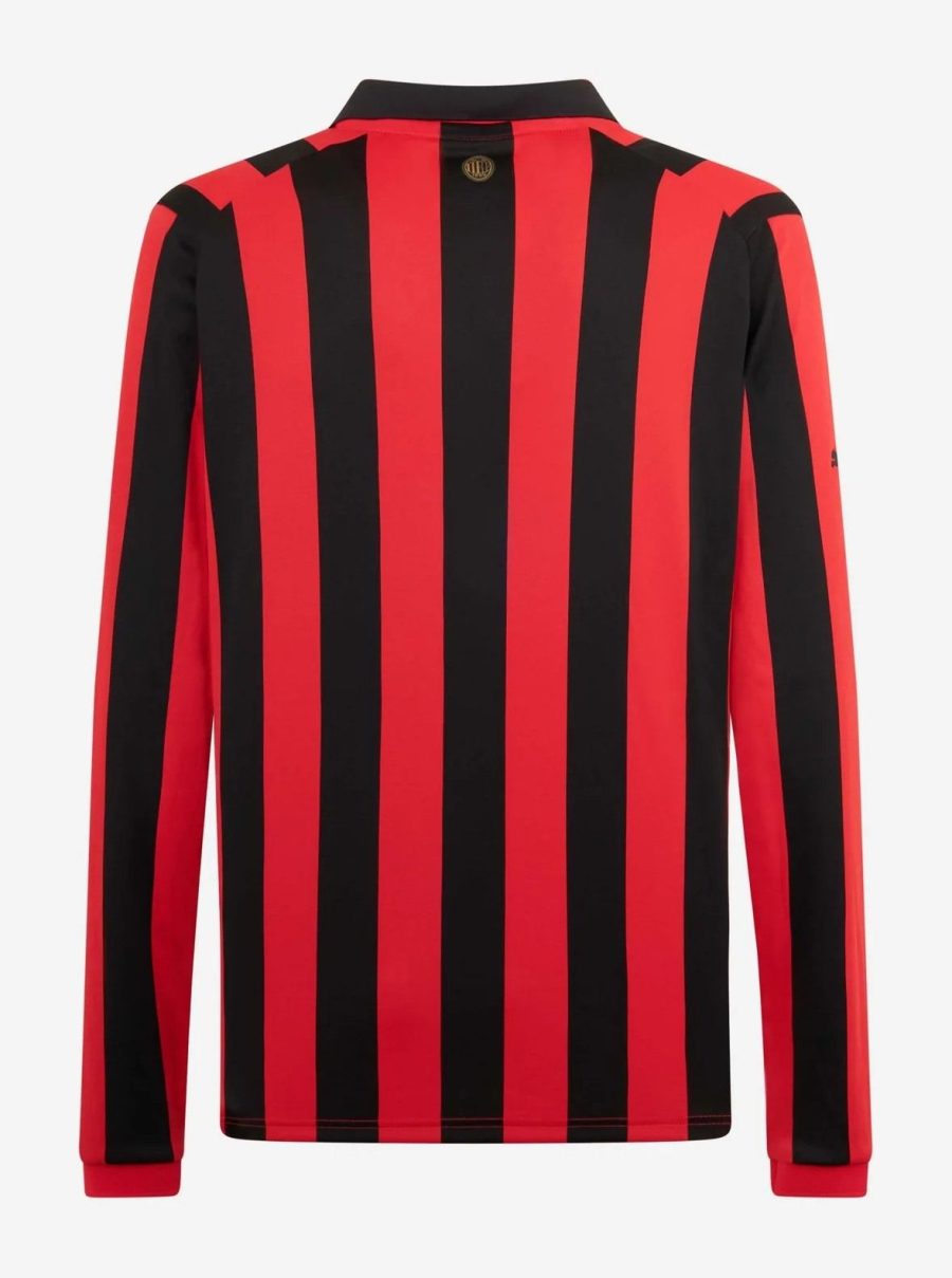 maillot-de-football-ac-milan-edition-anniversaire-domicile-rouge-et-noir fotbollströja AC Milan jubileumsutgåva hemmatröja röd och svart
