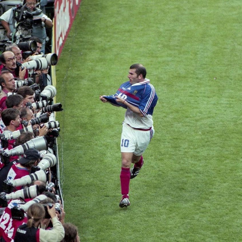 Fotbollströja Frankrike år 1998 hemmatröja supportersamling