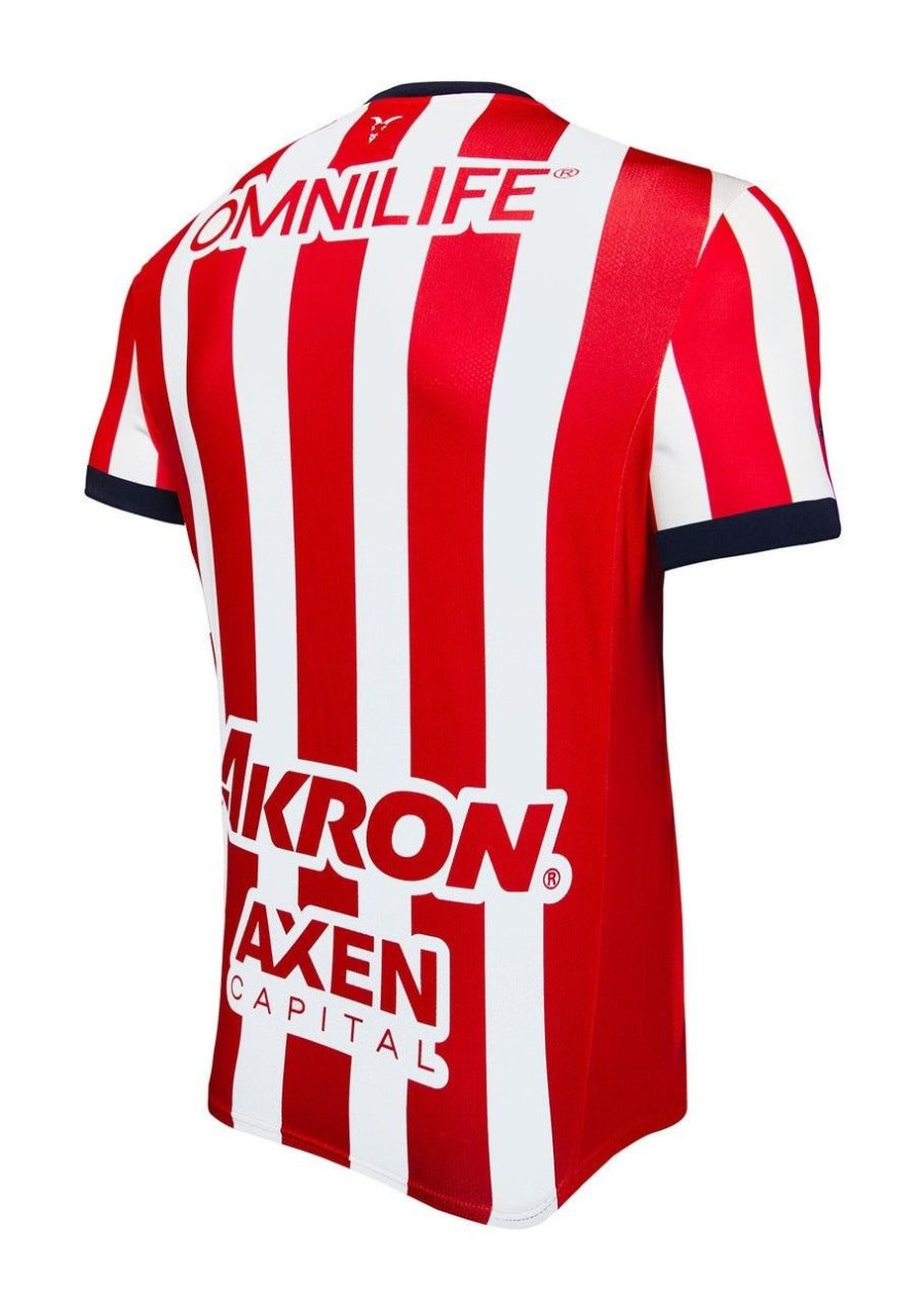 maillot-domicile-chivas-de-guadalajara-saison-2024-2025-rouge-blanc-pour-supporter-du-club Chivas de Guadalajara hemmatröja säsong 2024-2025 röd vit för klubbens supporter