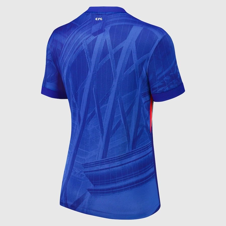 maillot domicile femme Chelsea FC saison 2025 2026 bleu avec écusson du club