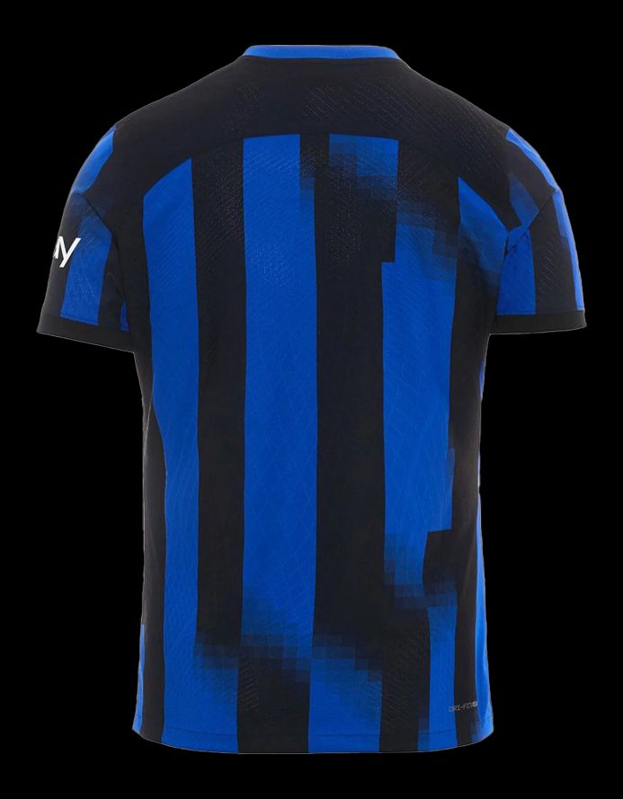 maillot-domicile-inter-milan-saison-2023-2024-bleu-et-noir-officiel fotbollströja hemma Inter Milan säsong 2023 2024 blå och svart officiell