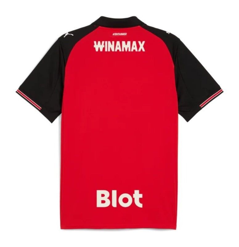 maillot-domicile-stade-rennais-saison-2025-2026-rouge-et-noir-football Hemmatröja Stade Rennais säsongen 2025 2026 röd och svart fotboll