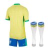 maillot-enfant-bresil-domicile-2024-jaune-et-vert-tenue-de-football barntröja brasilien hemmatröja 2024 gul och grön fotbollströja