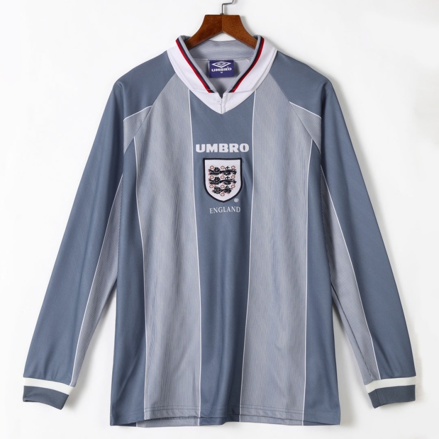 Fotbollströja England Borta 1996 Retro Långa Ärmar