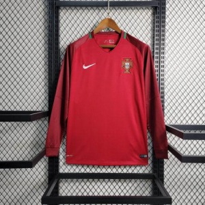 Fotbollströja Portugal Retro 2016 Långa Ärmar