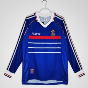 7b3f5087659037eca0bf372f3852cc21.jpg Fotbollströja Frankrike Hemma Retro 1998 Långa Ärmar