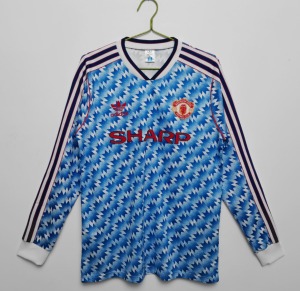 Fotbollströja Manchester United 1991/92 Bortatröja Långa Ärmar