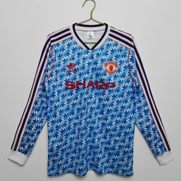 Fotbollströja Manchester United 1991/92 Borta Långa Ärmar