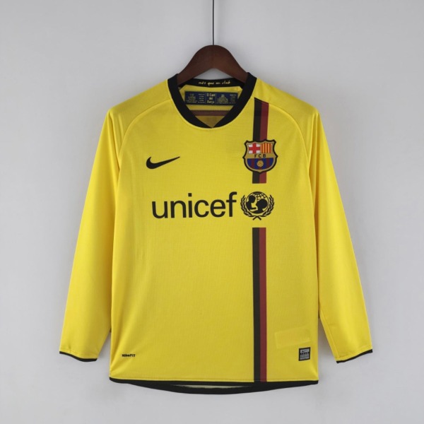 Fotbollströja FC Barcelona 2008/09 Bortatröja Långa Ärmar