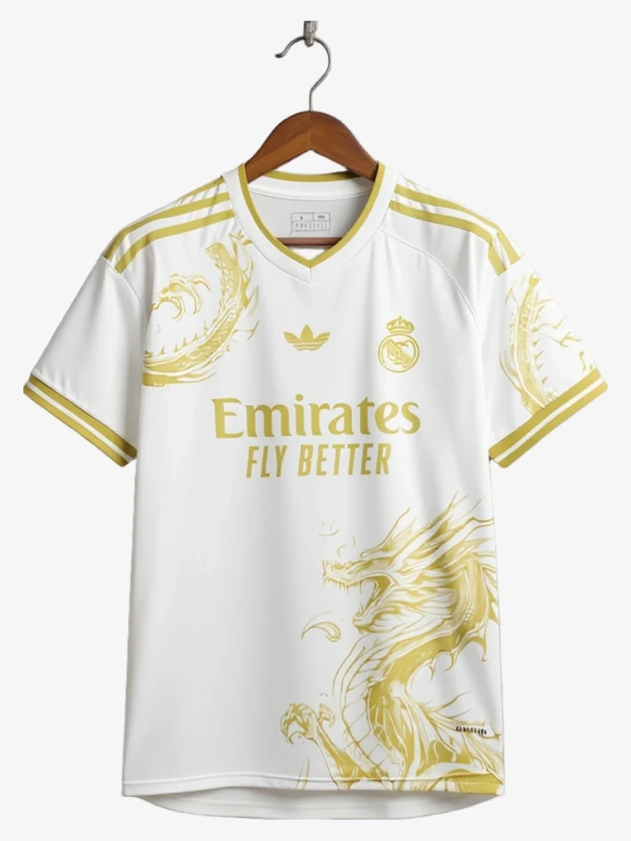 maillot-concept-real-madrid-special-edition-dragon-or-2024-2025 studio v12 Fotbollströja Concept Real Madrid Special Edition Dragon Guld 2024-2025