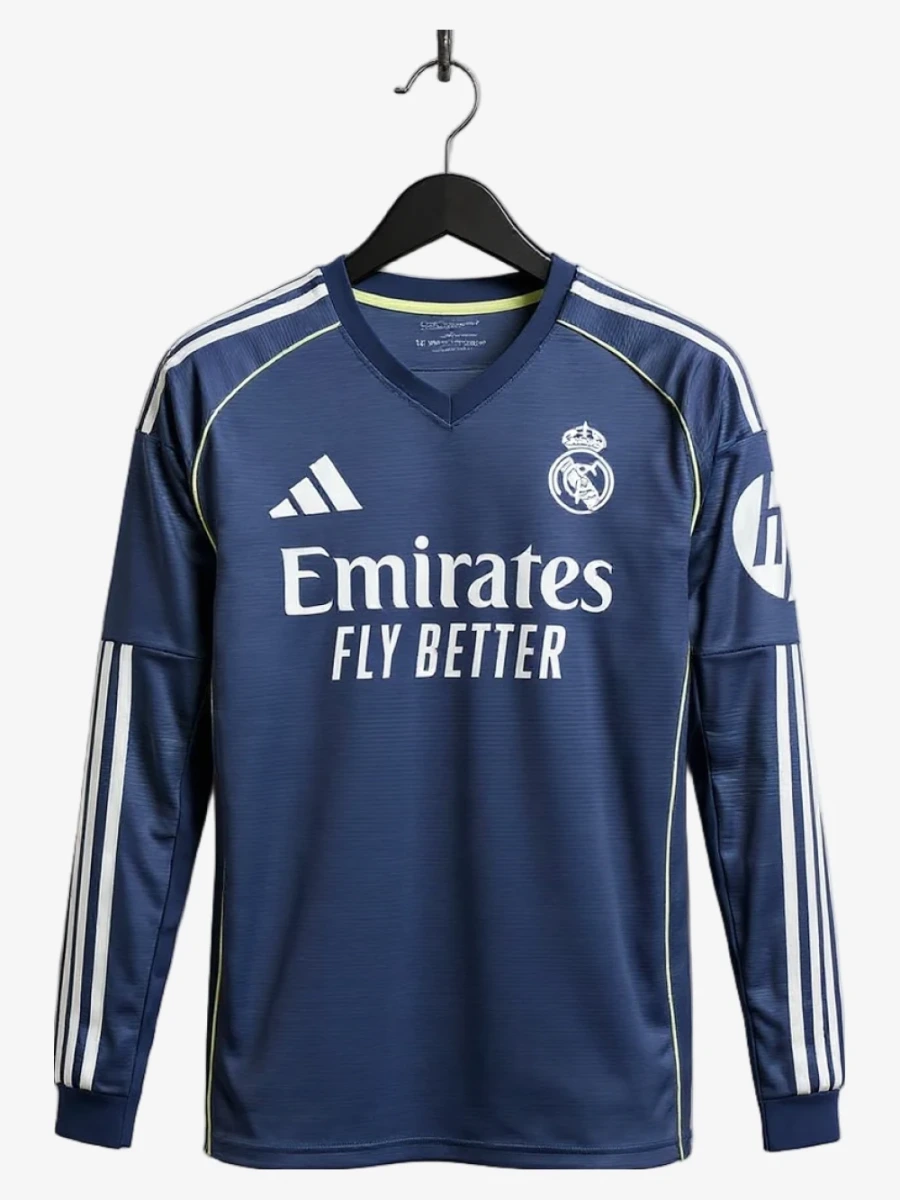 maillot-real-madrid-exterieur-manches-longues-2025-2026 studio v12 Maillot Real Madrid Extérieur Manches Longues 2025-2026