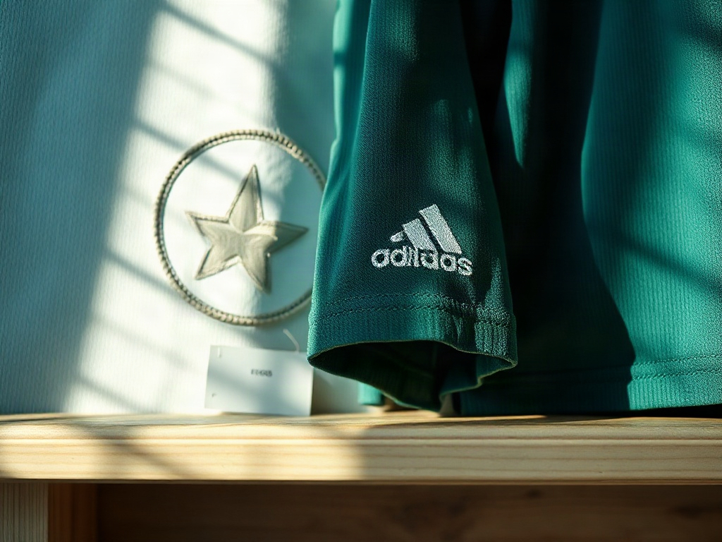 Närbild på broderade märken på två fotbollstrojor, som visar skillnaden i kvalitet mellan authentic och replica
